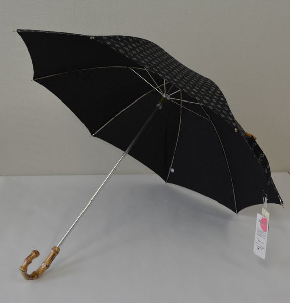 Black cotton print parasol with red